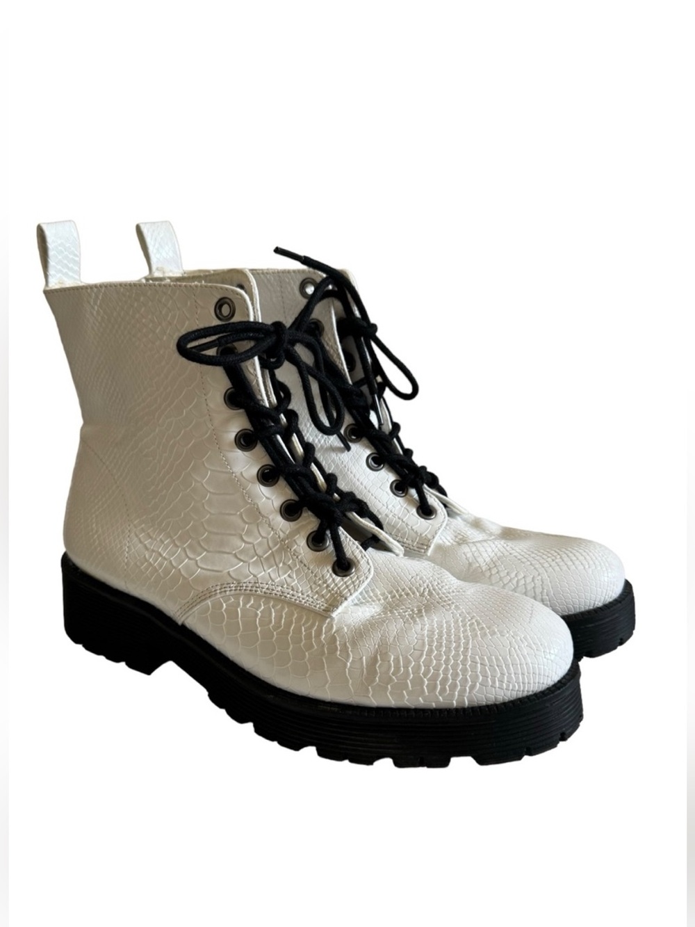 Coconuts by Matisse Boots Faux Leather Lace Up Combat Lug Sole